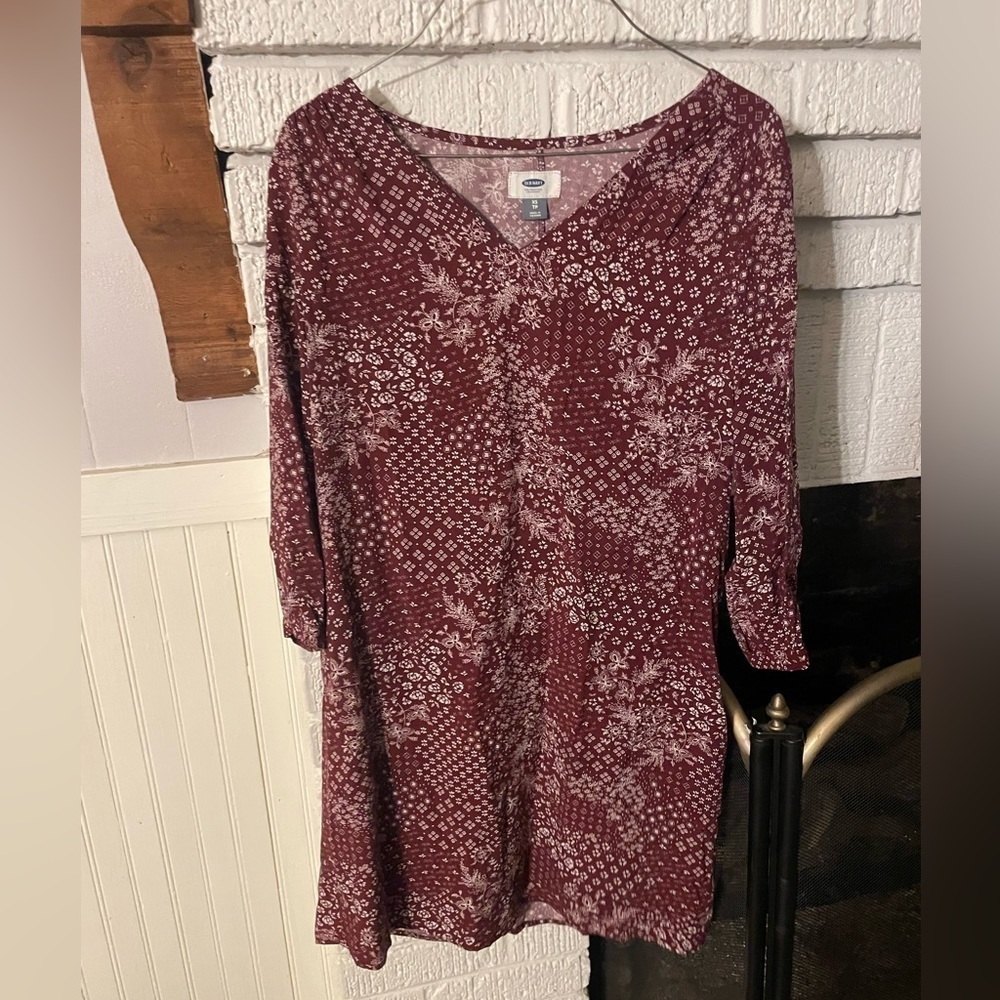 Old Navy Floral Print 3/4 Sleeve Shift Dress